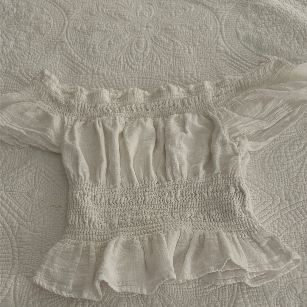 Abercrombie & Fitch Cream Smocked Blouse